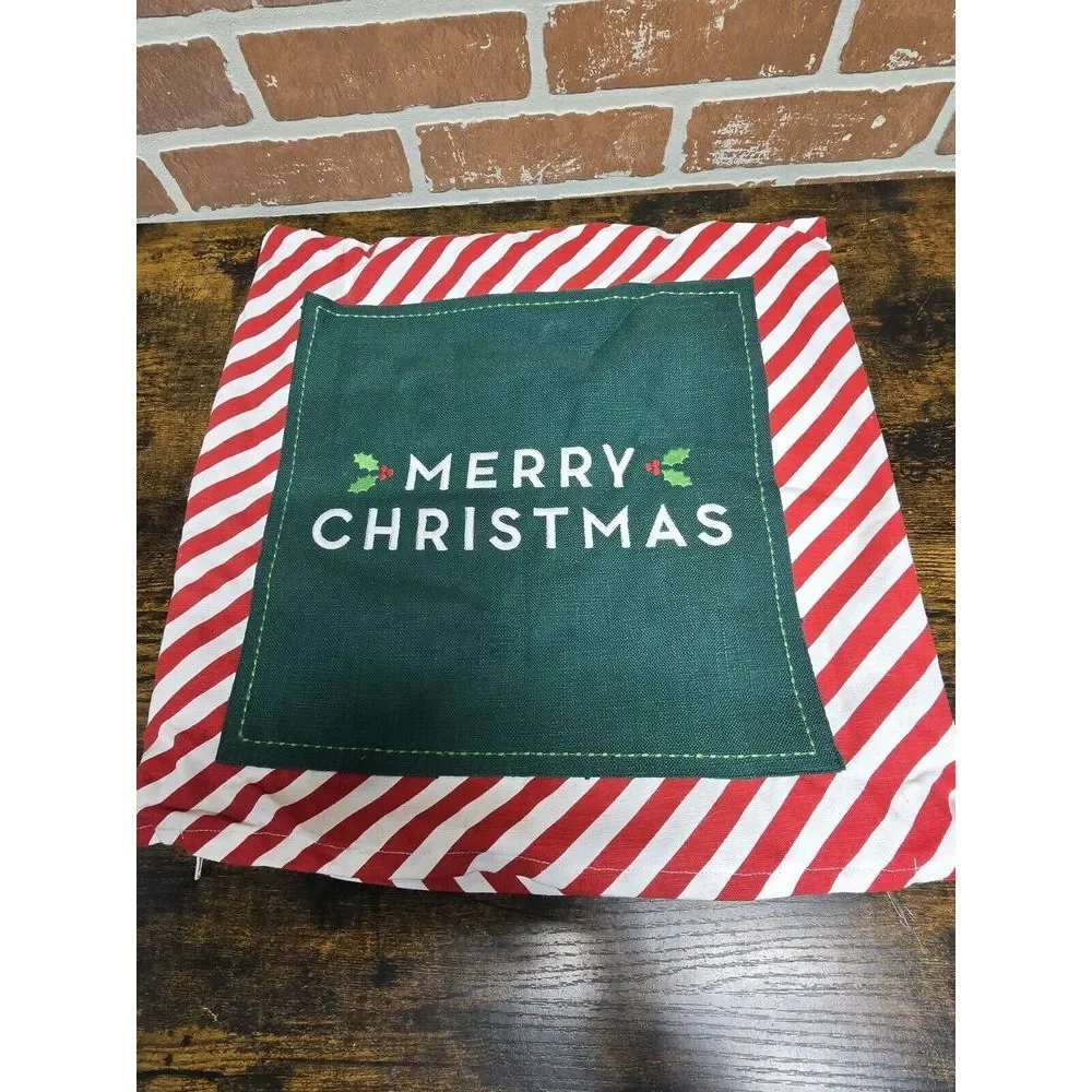 Green Red Stripe 'Merry Christmas' 18